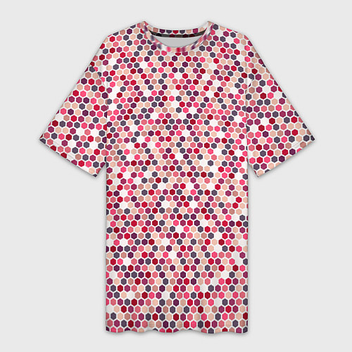 Женская длинная футболка Паттерн соты розовый / 3D-принт – фото 1