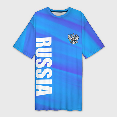 Женская длинная футболка Россия - синие волны / 3D-принт – фото 1