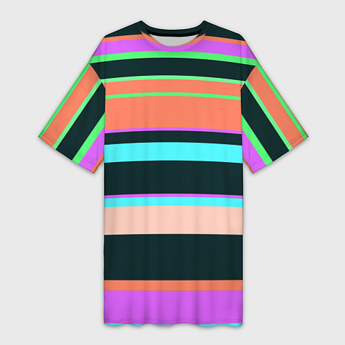 Женская длинная футболка Цветные разные полосы / 3D-принт – фото 1
