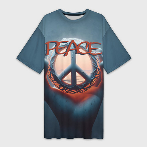 Женская длинная футболка Знак мира в ладони / 3D-принт – фото 1