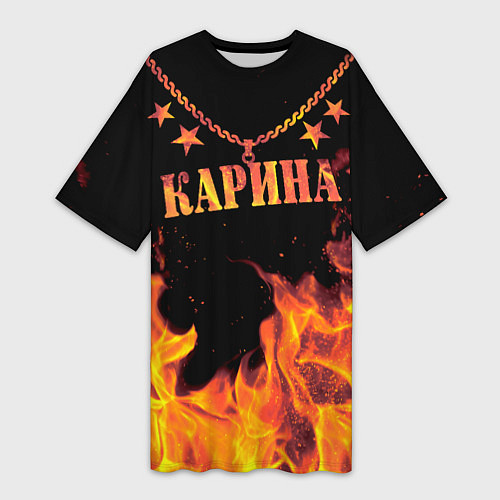 Женская длинная футболка Карина - имя в огне / 3D-принт – фото 1