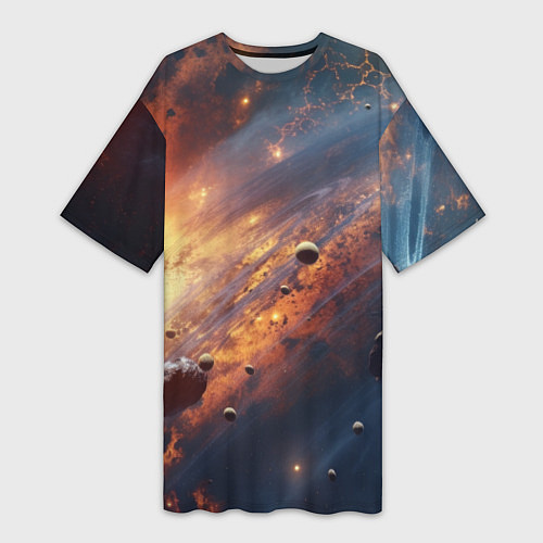 Женская длинная футболка Вселенная и планеты / 3D-принт – фото 1
