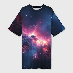 Футболка женская длинная Взрыв в космосе, цвет: 3D-принт