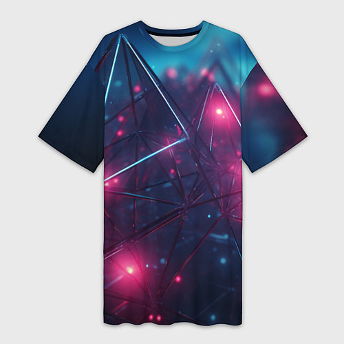 Женская длинная футболка Конструкция с ярким свечением / 3D-принт – фото 1