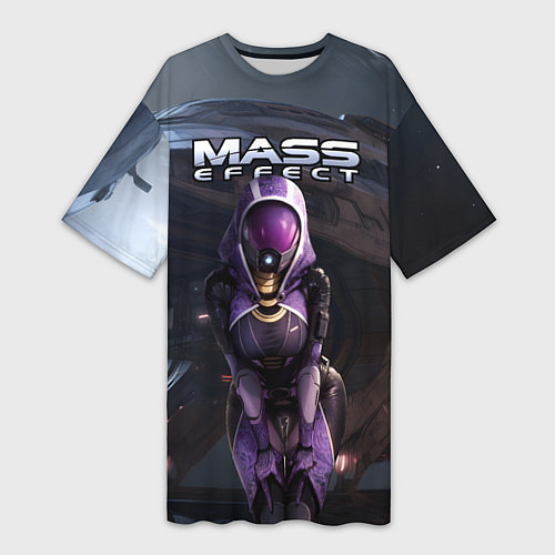Женская длинная футболка Mass Effect ТалиЗора и космический корабль / 3D-принт – фото 1