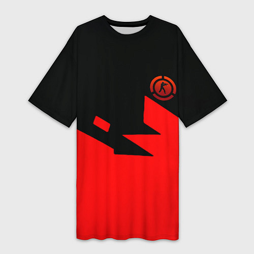 Женская длинная футболка CSGO стильная геометрия красный / 3D-принт – фото 1