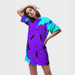 Футболка женская длинная Fortnite neon steel colors epic, цвет: 3D-принт — фото 2