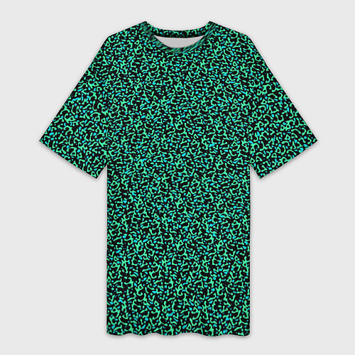Женская длинная футболка Пёстрый чёрно-сине-зелёный / 3D-принт – фото 1