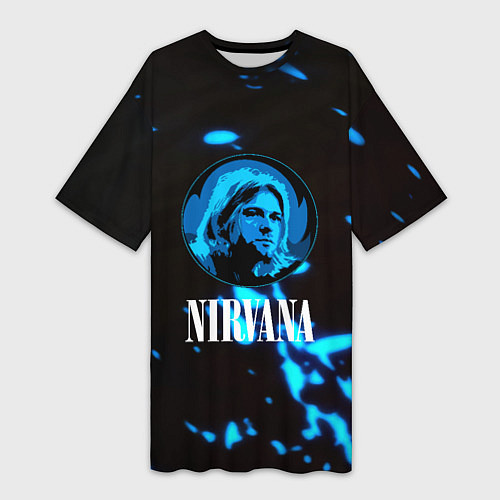 Женская длинная футболка Nirvana рок бенд краски / 3D-принт – фото 1