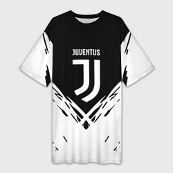 Футболка женская длинная Juventus sport geometry fc club, цвет: 3D-принт