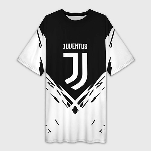 Женская длинная футболка Juventus sport geometry fc club / 3D-принт – фото 1