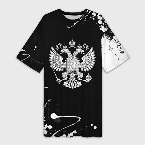 Женская длинная футболка Россия герб краски брызги / 3D-принт – фото 1