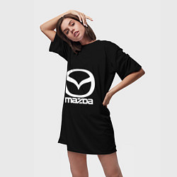 Футболка женская длинная Mazda logo white, цвет: 3D-принт — фото 2