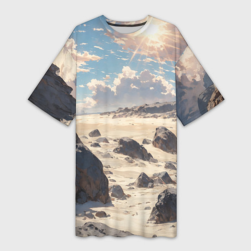 Женская длинная футболка Аниме пляж / 3D-принт – фото 1