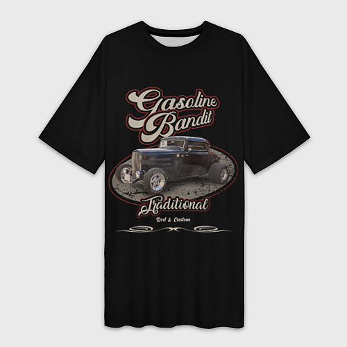 Женская длинная футболка Хотрод Gasoline bandit / 3D-принт – фото 1