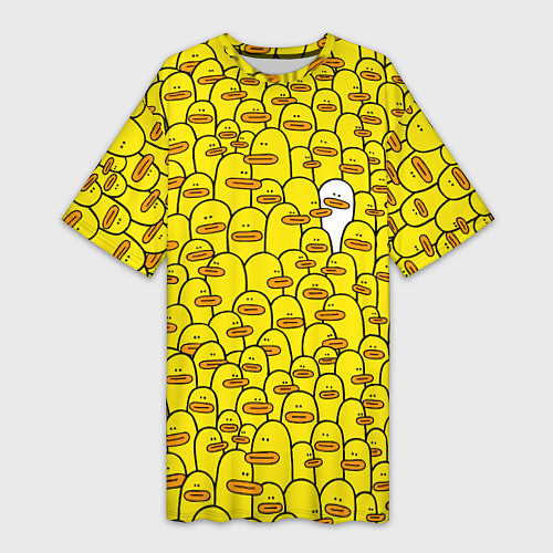 Женская длинная футболка Прикольные жёлтые утята / 3D-принт – фото 1