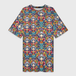 Футболка женская длинная Аниме персонаж паттерн, цвет: 3D-принт
