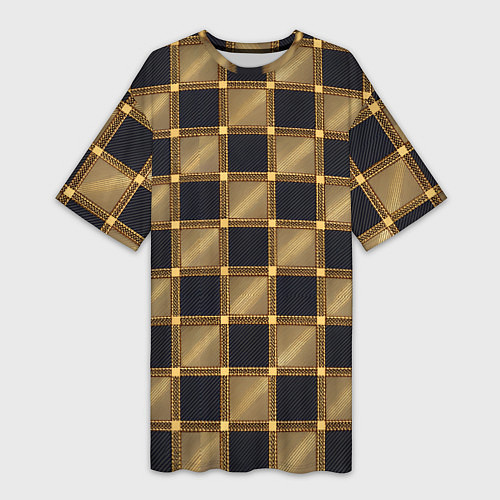 Женская длинная футболка Узор в шахматную клетку из квадратов / 3D-принт – фото 1