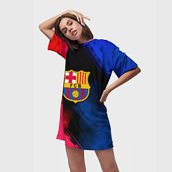 Футболка женская длинная Barcelona fc club gradient smoke, цвет: 3D-принт — фото 2