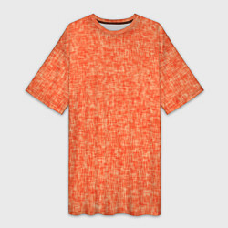Футболка женская длинная Ярко-оранжевый текстурированный, цвет: 3D-принт