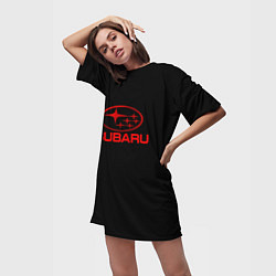 Футболка женская длинная Subaru red logo, цвет: 3D-принт — фото 2