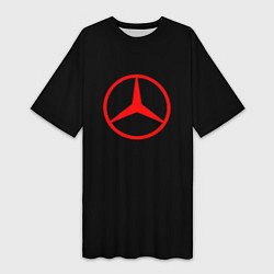 Футболка женская длинная Mercedes logo red, цвет: 3D-принт