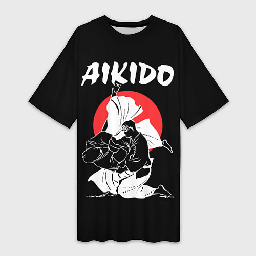 Женская длинная футболка Айкидо - бросок мастера / 3D-принт – фото 1