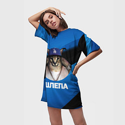 Футболка женская длинная Шлепа в бейсболке, цвет: 3D-принт — фото 2