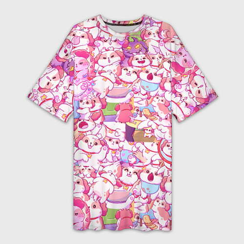 Женская длинная футболка Стикеры вконтакте собака / 3D-принт – фото 1