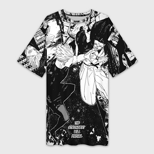 Женская длинная футболка Годжо против Сукуны - Магическая битва / 3D-принт – фото 1