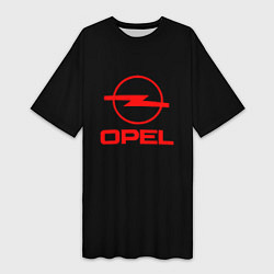 Женская длинная футболка Opel red logo auto