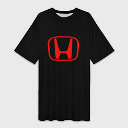 Футболка женская длинная Honda red logo auto, цвет: 3D-принт