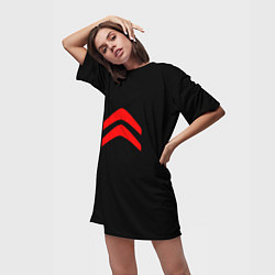 Футболка женская длинная Citroen logo red, цвет: 3D-принт — фото 2
