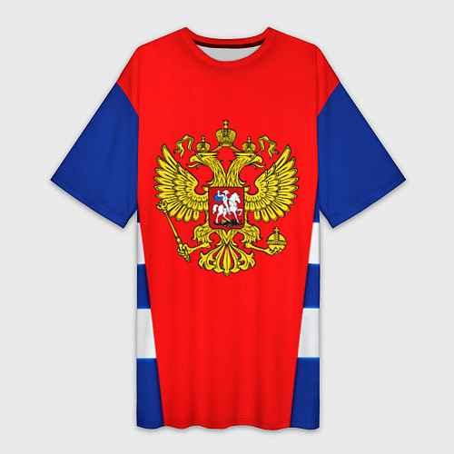 Женская длинная футболка Россия герб спорт / 3D-принт – фото 1