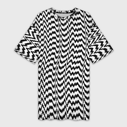 Женская длинная футболка Черно-белые кривые / 3D-принт – фото 1