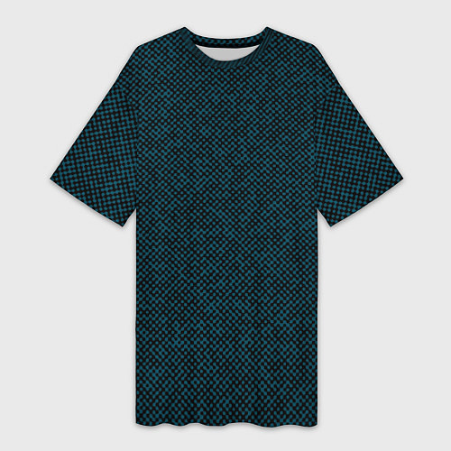 Женская длинная футболка Текстурированный чёрно-бирюзовый / 3D-принт – фото 1