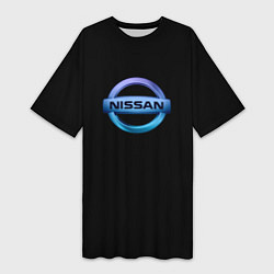 Женская длинная футболка Nissan logo neon