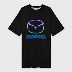 Женская длинная футболка Mazda neon logo