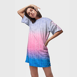 Футболка женская длинная Tie-dye color gradient: pink-blue, цвет: 3D-принт — фото 2