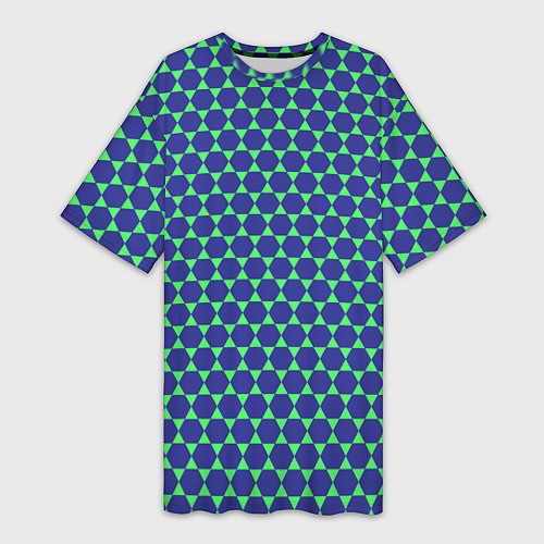 Женская длинная футболка Паттерн шестигранников / 3D-принт – фото 1