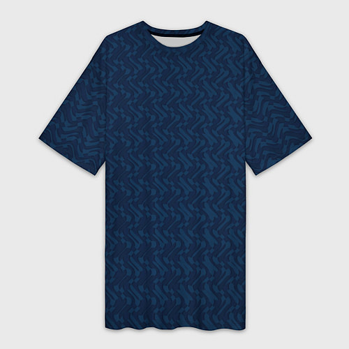 Женская длинная футболка Тёмный синий текстурированный однотонный / 3D-принт – фото 1