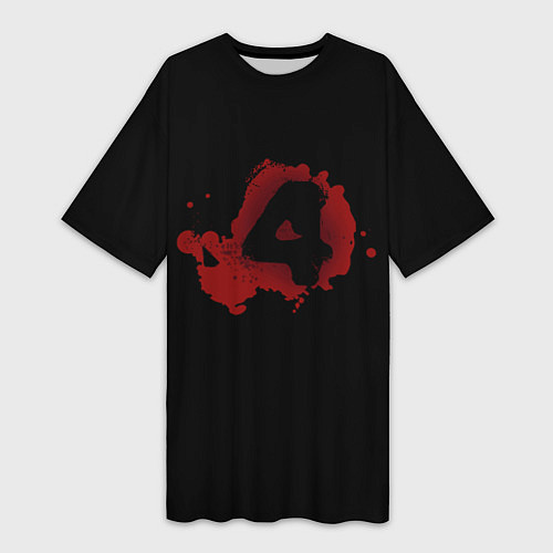 Женская длинная футболка Left 4 Dead logo красный / 3D-принт – фото 1