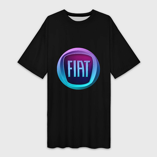 Женская длинная футболка FIAT logo neon / 3D-принт – фото 1