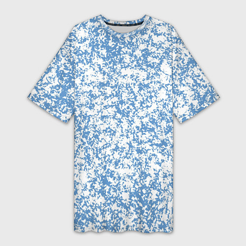 Женская длинная футболка Пёстрый бело-голубой / 3D-принт – фото 1