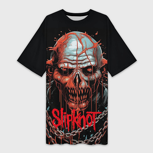 Женская длинная футболка Slipknot зомби в цепи / 3D-принт – фото 1