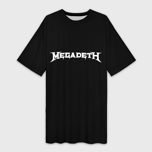 Женская длинная футболка Megadeth logo white / 3D-принт – фото 1