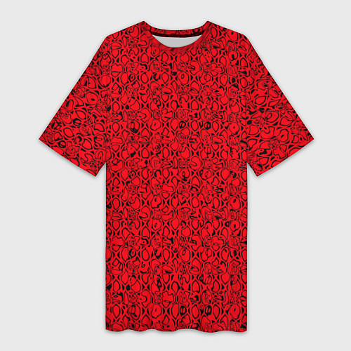 Женская длинная футболка Красный текстурированный / 3D-принт – фото 1