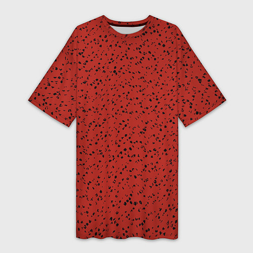 Женская длинная футболка Тёмный красный мелкими пятнами / 3D-принт – фото 1