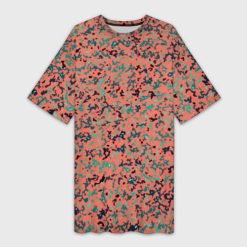 Женская длинная футболка Розово-бирюзовый абстрактный / 3D-принт – фото 1