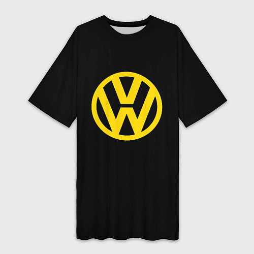 Женская длинная футболка Volkswagen logo yellow / 3D-принт – фото 1